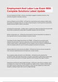 Employment And Labor Law Exam 1 With Complete Solutions Latest Update
