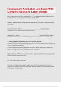 Employment And Labor Law With Complete Solutions Latest Update
