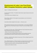 Employment & Labor Law Final Exam With Complete Solutions Latest Update