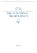OCR AS Level Geology paper 1 Mark scheme for June 2023-H014/01
