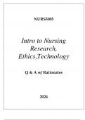 NURS5005 INTRO TO NURSING RESEARCH, ETHICS,TECHNOLOGY QUESTIONS AND ANSWERS WITH RATIONALES 2024
