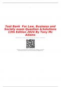  Test Bank  For Law&comma; Business and Society exam Question & Solutions 13th Edition 2024 By Tony Mc Adams