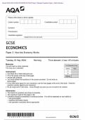 Actual 2024 AQA GCSE ECONOMICS 8136&sol;2 Paper 2 How the Economy Works Merged Question Paper &plus; Mark Scheme