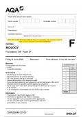 2023 AQA GCSE BIOLOGY 8461/2F Paper 2 Foundation Tier Question Paper & Mark scheme (Merged) June 2023 [VERIFIED]
