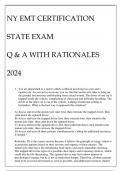 NY EMT CERTIFICATION STATE EXAM Q & A WITH RATIONALES 2024