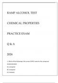 RAMP ALCOHOL TEST CHEMICAL PROPERTIES PRACTICE EXAM Q & A 2024