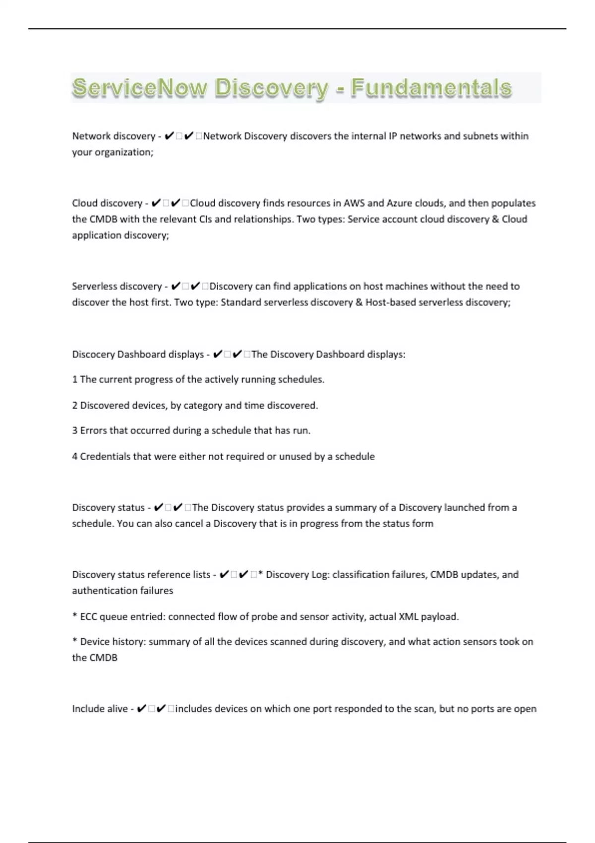 ServiceNow Discovery - Fundamentals 137 Questions with 100% Correct ...