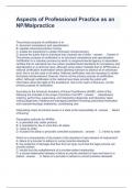 Aspects of Professional Practice as an NP Malpractice Questions and Answers Scored A&plus;