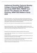 Intellectual Disability-Typhanie Beasley College of Nursing-PMHNP, Walden University NRNP 6665: PMHNP Care Across The Lifespan I Dr. Michelle Pinckney, NRNP 6635 Midterm Study 2024
