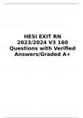 HESI EXIT RN V3 2023/2024 160 Questions with Verified Answers/Graded A+