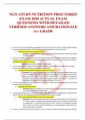 NGN ATI RN NUTRITION PROCTORED  EXAM 2020 ACTUAL EXAM  QUESTIONS WITH DETAILED  VERIFIED ANSWERS AND RATIONALE  /A+ GRADE