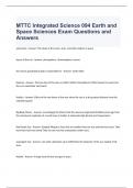 MTTC Integrated Science 094 Earth and Space Sciences Exam Questions and Answers / Graded A