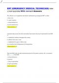 EMT (EMERGENCY MEDICAL TECHNICIAN) EXAM 2 STUDY QUESTIONS With correct AnswersEMTEMT EXAM 2