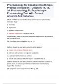 Pharmacology for Canadian Health Care Practice 3rd Edition - Chapters 14&comma; 15&comma; 16&period; Pharmacology III&colon; Psychotropic PharmacologyTest With Correct Answers And Rationale