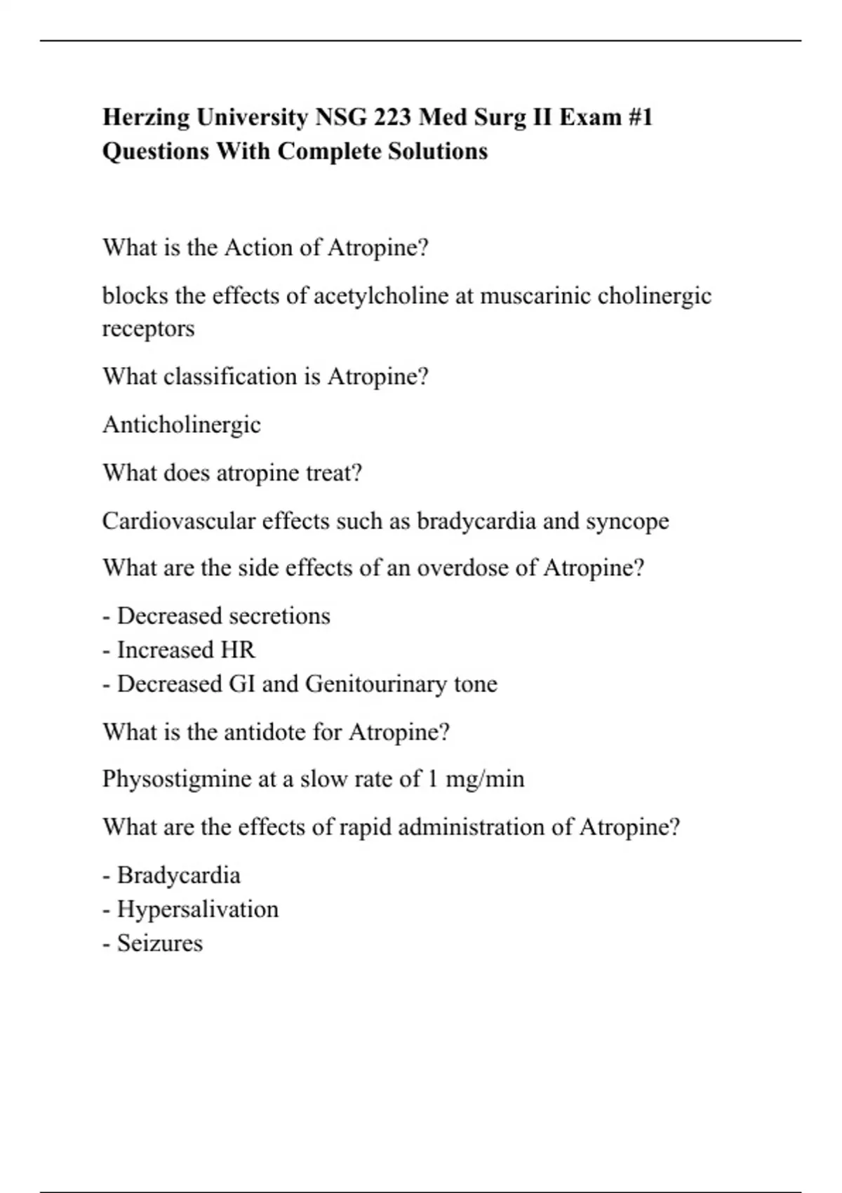 Herzing University NSG 223 Med Surg II Exam #1 Questions With Complete ...