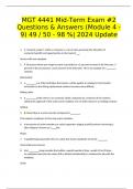 MGT 4441 Mid-Term Exam &num;2 Questions & Answers &lpar;Module 4 - 9&rpar; 49 &sol; 50 - 98 &percnt;&vert; 2024 Update