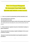 WGU C214 Financial Management Pre Assessment Exam Questions and Answers Updated (2024/2025) (Verified Answers)
