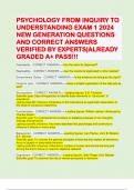 PSYCHOLOGY FROM INQUIRY TO UNDERSTANDING EXAM 1 2024 NEW GENERATION QUESTIONS AND CORRECT ANSWERS VERIFIED BY EXPERTS|ALREADY GRADED A+ PASS!!!