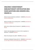ONS&sol;ONCC CHEMOTHERAPY IMMUNOTHERAPY CERTIFICATION 2024 EXAM QUESTIONS AND ANSWERS WELL GRADED A&plus; 