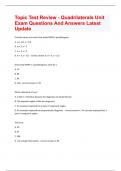 Topic Test Review - Quadrilaterals Unit Exam Questions And Answers Latest Update