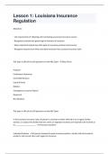 Lesson 1&colon; Louisiana Insurance Regulation Exam with complete solution