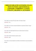 OREGON HEALTH LICENSING EXAM  TEST&lpar;TATTOO&rpar; &vert; QUESTIONS &  ANSWERS &lpar;VERIFIED&rpar; &vert; LATEST  UPDATE &vert; GRADED A&plus; & PASSED