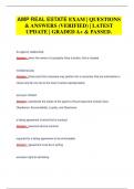 AMP REAL ESTATE EXAM &vert; QUESTIONS  & ANSWERS &lpar;VERIFIED&rpar; &vert; LATEST  UPDATE &vert; GRADED A&plus; & PASSED&period;