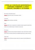 CWEL & CANS EXAM &vert; QUESTIONS &  ANSWERS &lpar;VERIFIED&rpar; &vert; LATEST  UPDATE &vert; GRADED A&plus; & PASSED&period;