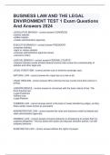 BUSINESS LAW AND THE LEGAL ENVIRONMENT TEST 1 Exam Questions And Answers 2024