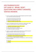 HESI PHARMACOLOGY EXIT EXAM V2 - BRAND NEW!!  [QUESTIONS AND CORRECT ANSWERS)  VERIFIED ANSWERS