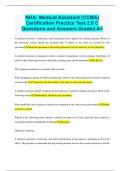 NHA&colon; Medical Assistant &lpar;CCMA&rpar; Certification Practice Test 2&period;0 C Questions and Answers Graded A&plus;