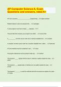 AP Computer Science A&comma; Exam  Questions and answers&comma; rated A&plus;&sol; &sol; latest Exam prediction paper 2024&sol;25 APPROVED&sol; 