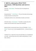 C 468 OA&comma; informatics PRACTICE assessment&comma; C468 Questions and answers 2023