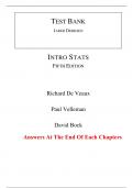Solutions Manual With Test Bank For Intro Stats 5th Edition By Richard De Veaux, Paul Velleman, David Bock (All Chapters, 100% Original Verified, A+ Grade)