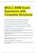 IBOLC BRM Exam Questions with Complete Solutions
