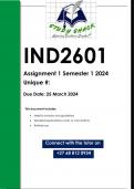 IND2601 Assignment 1 &lpar;QUALITY ANSWERS&rpar; Semester 1 2024