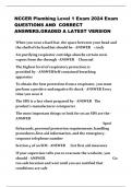 NCCER Plumbing Level 1 Exam 2024 Exam   QUESTIONS AND  CORRECT  ANSWERS&period;GRADED A LATEST VERSION