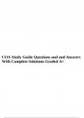 COA Study Guide Questions and and Answers With Complete Solutions Graded A+.