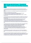 MED Surge NCLEX Exam 1 Questions With 100&percnt; Correct And Verified Answers 2024
