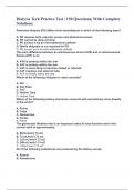 Dialysis Tech Practice Test &vert; 150 Questions&vert; With Complete Solutions&period;
