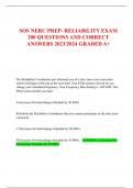 SOS NERC PREP- RELIABILITY EXAM  200 QUESTIONS AND CORRECT  ANSWERS 2023&sol;2024 GRADED A&plus;