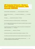 AP Computer Science A - Review 1&period;  Exam Questions and answers&comma; 100&percnt;&sol; latest 2024&sol;25 exam prediction paper 