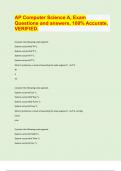 AP Computer Science A&comma; Exam  Questions and answers&comma; 100&percnt; Accurate&comma;  VERIFIED&period;&sol; latest 2024&sol;25 exam prediction paper