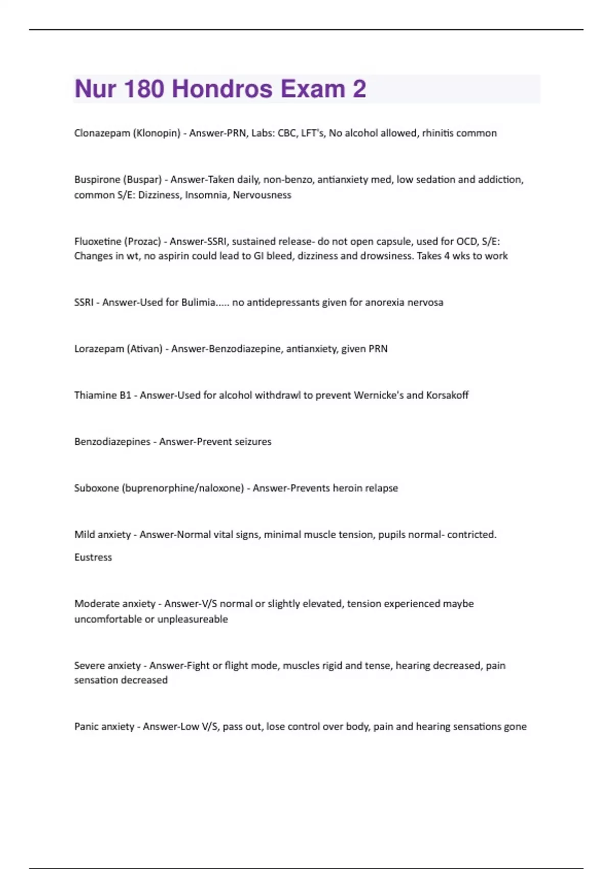 Nur 180 Hondros Exam 2 Questions and Answers Solved 100% Correct ...