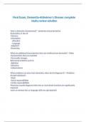 Final Exam&comma; Dementia-Alzheimer's Disease complete study review solution