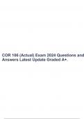 COR 106 (Actual) Exam 2024 Questions and Answers Latest Update Graded A+.