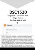 DSC1520 Assignment 1 (ANSWERS) Semester 1 2024 - DISTINCTION GUARANTEED