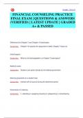  FINANCIAL COUNSELING CERTIFICATION EXAMS PACK &vert; QUESTIONS & ANSWERS &lpar;VERIFIED&rpar; &vert; LATEST UPDATE &vert; GRADED A&plus;