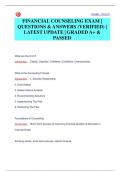 FINANCIAL COUNSELING EXAM &vert;  QUESTIONS & ANSWERS &lpar;VERIFIED&rpar; &vert;  LATEST UPDATE &vert; GRADED A&plus; &  PASSED