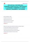 FINANCIAL COUNSELING  CERTIFICATION EXAM 2 &vert; QUESTIONS  & ANSWERS &lpar;VERIFIED&rpar; &vert; LATEST  UPDATE &vert; GRADED A&plus; & PASSED